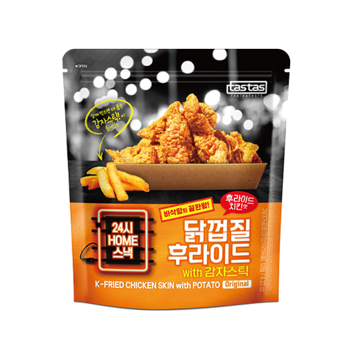 Chicken skin fried with potato stick fried chicken flavor